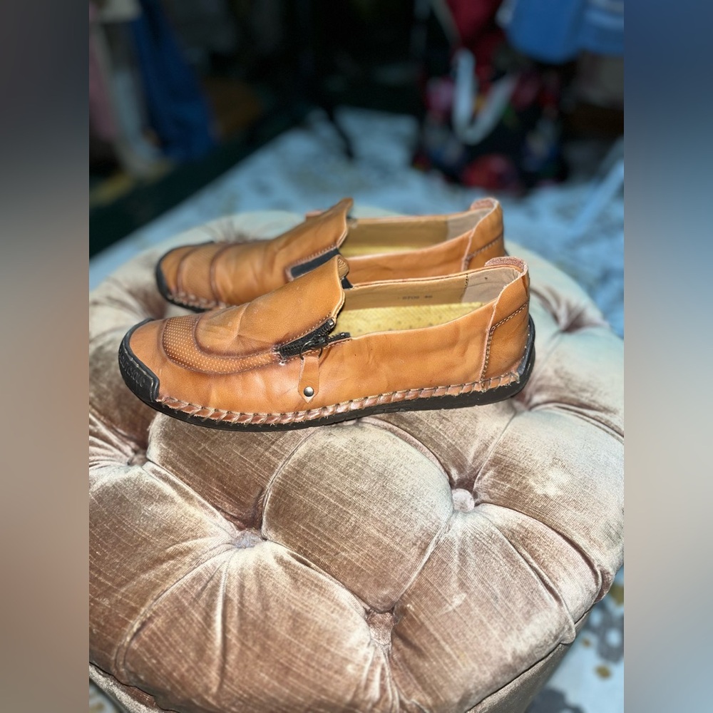 Tan slide on loafer